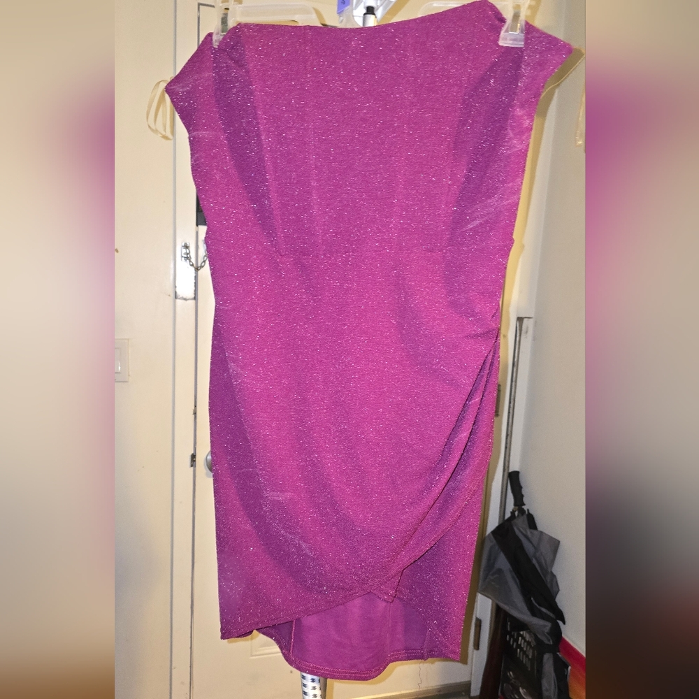 Fashion Nova Purple Ruched Asymmetrical Cocktail Dress